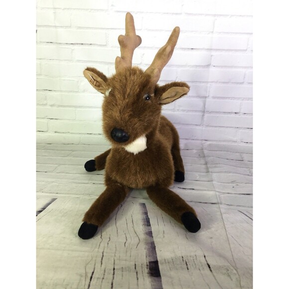 Ditz Designs Large Sitting Laying Deer Reindeer Plush Stuffed Animal Brown 19in - Picture 2 of 12
